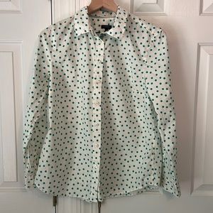 Talbots green polka dot button down shirt.  NWOT.  Never worn!  Medium